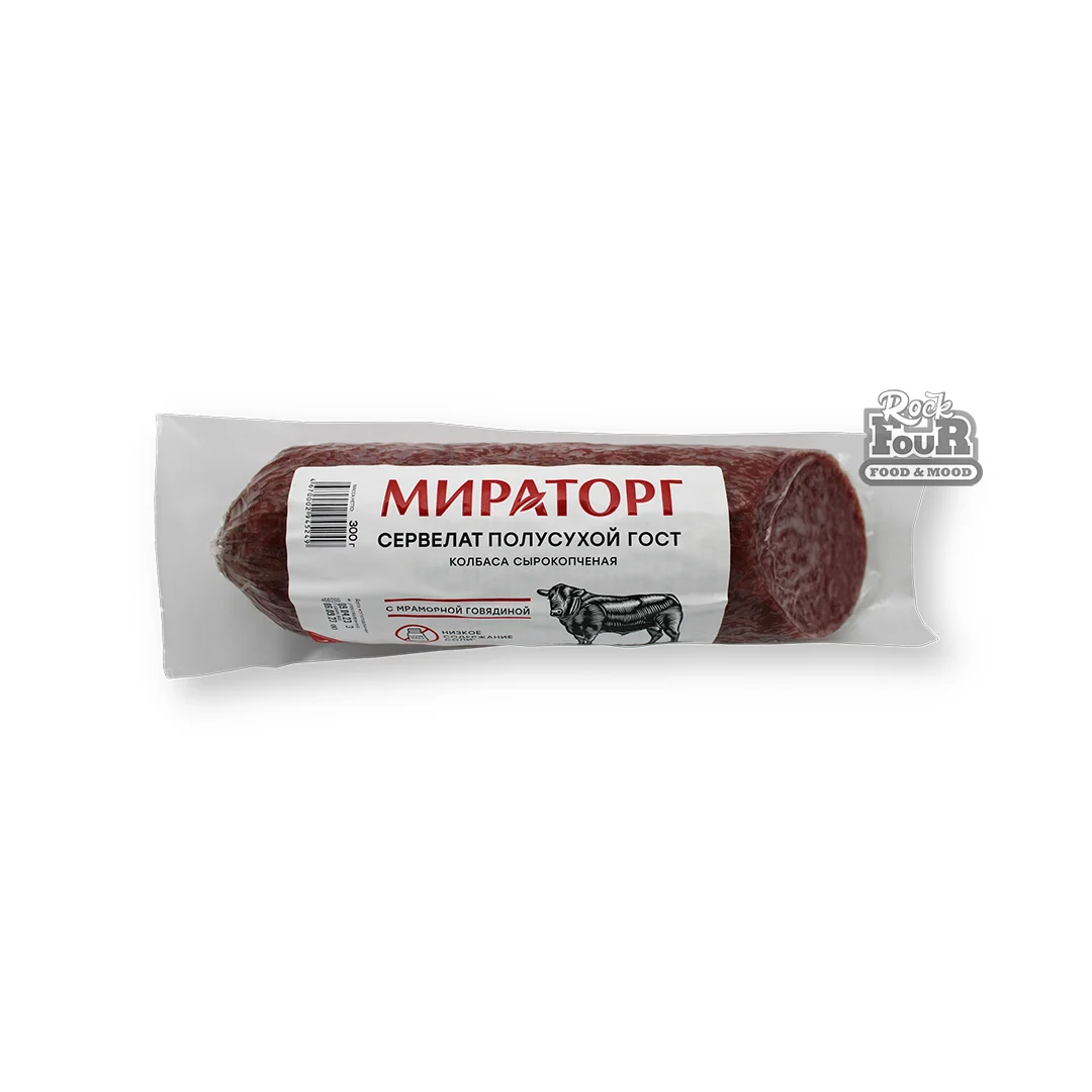 Sausage "Miratorg Cervelat" raw smoked semi-dry 300g